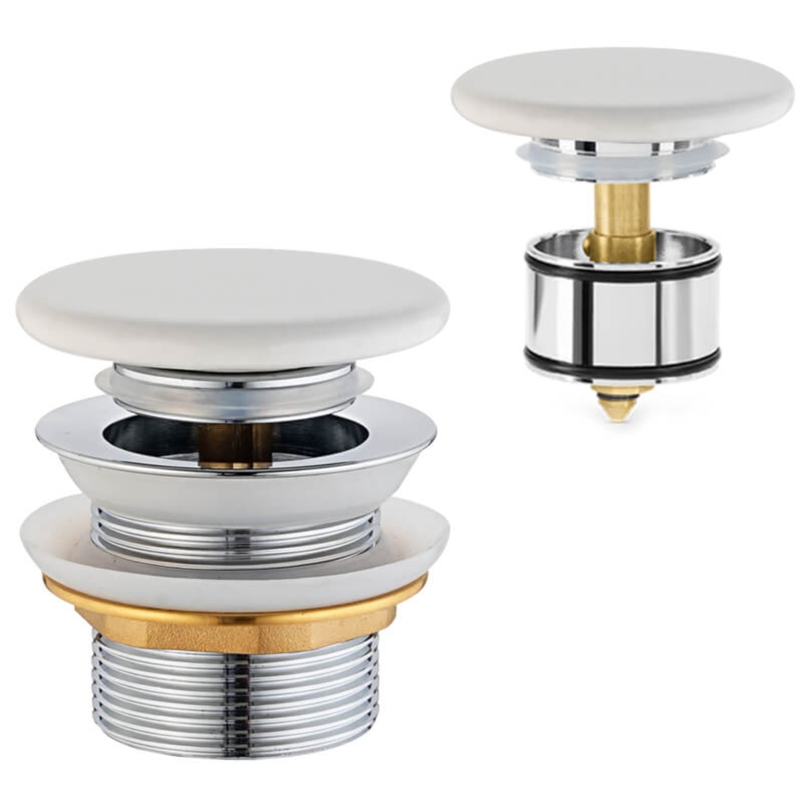 Turner Hastings 40mm Safety Pull-Out Ceramic Pop-Up Bath Waste with Short Tail - Matte White BA405PO-MW - The Blue Space