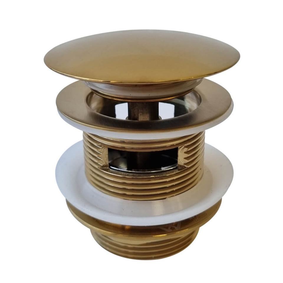 Turner Hastings 40mm Safety Pull-Out Pop-Up Bath Waste with Short Tail with Overflow - Brushed Brass