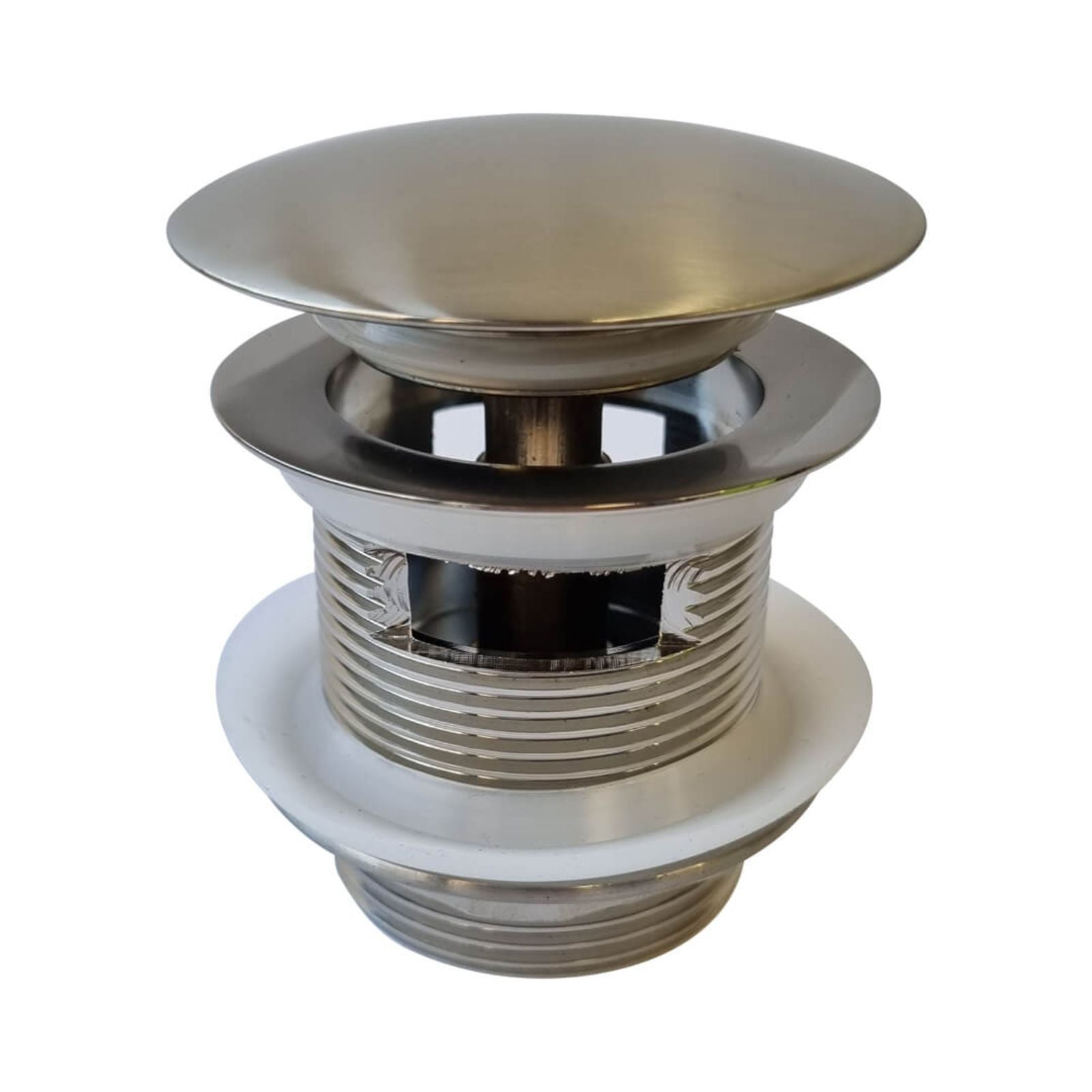 Turner Hastings 40mm Safety Pull-Out Pop-Up Bath Waste with Short Tail with Overflow - Brushed Nickel BA410PO-OF-BN - The Blue Space