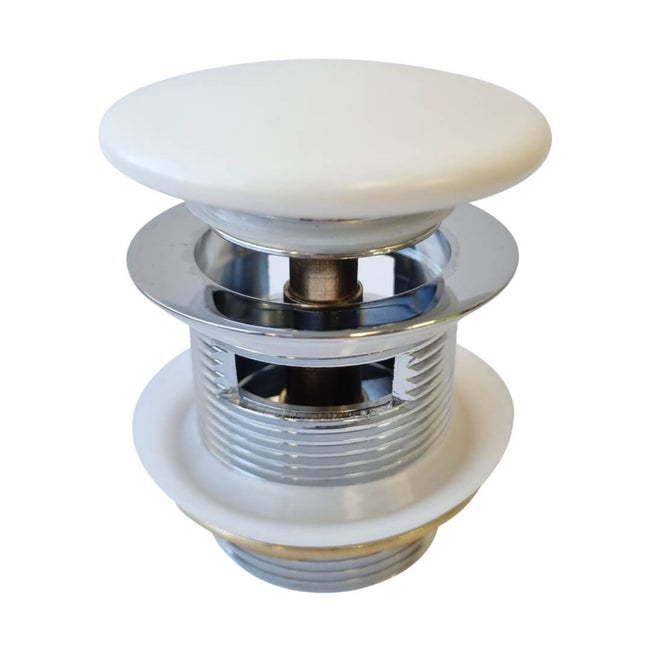 Turner Hastings 40mm Safety Pull-Out Pop-Up Bath Waste with Short Tail with Overflow - Gloss White