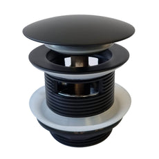 Turner Hastings 40mm Safety Pull-Out Pop-Up Bath Waste with Short Tail with Overflow - Matte Black BA408PO-OF-MB - The Blue Space