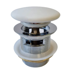 Turner Hastings 40mm Safety Pull-Out Pop-Up Bath Waste with Short Tail with Overflow - Matte White BA407PO-OF-MW - The Blue Space