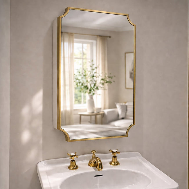 Lifestyle Turner Hastings Claremont 800x500mm Shaving Cabinet - Brushed Brass CL405SC-BB - The Blue Space