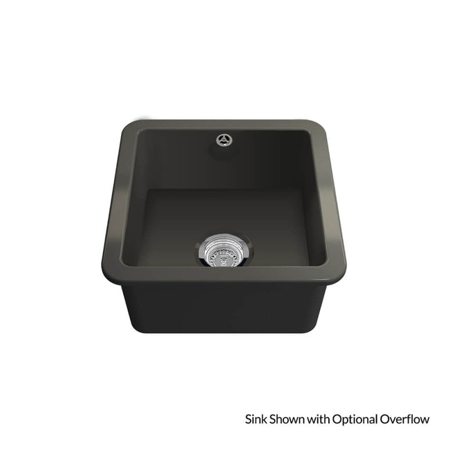 Turner Hastings Cuisine 46 x 46 Inset / Undermount Fine Fireclay Matte Black Sink With Overflow CU46FS-MB-OF - The Blue Space