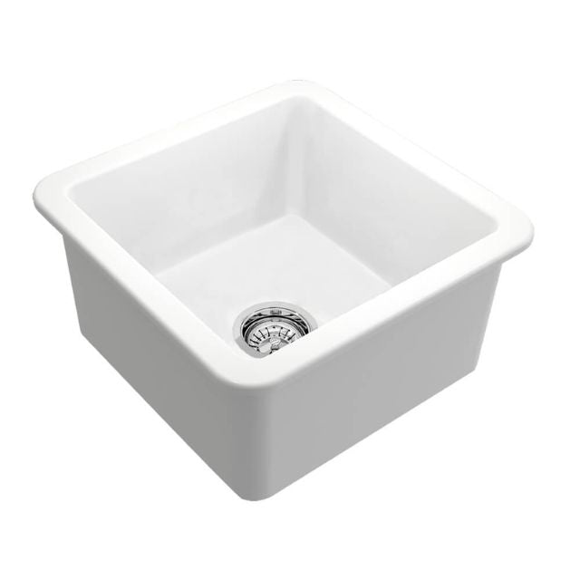 Turner Hastings Cuisine 46 x 46 Inset / Undermount Fine Fireclay Matte White Sink CU463FS-MW - The Blue Space
