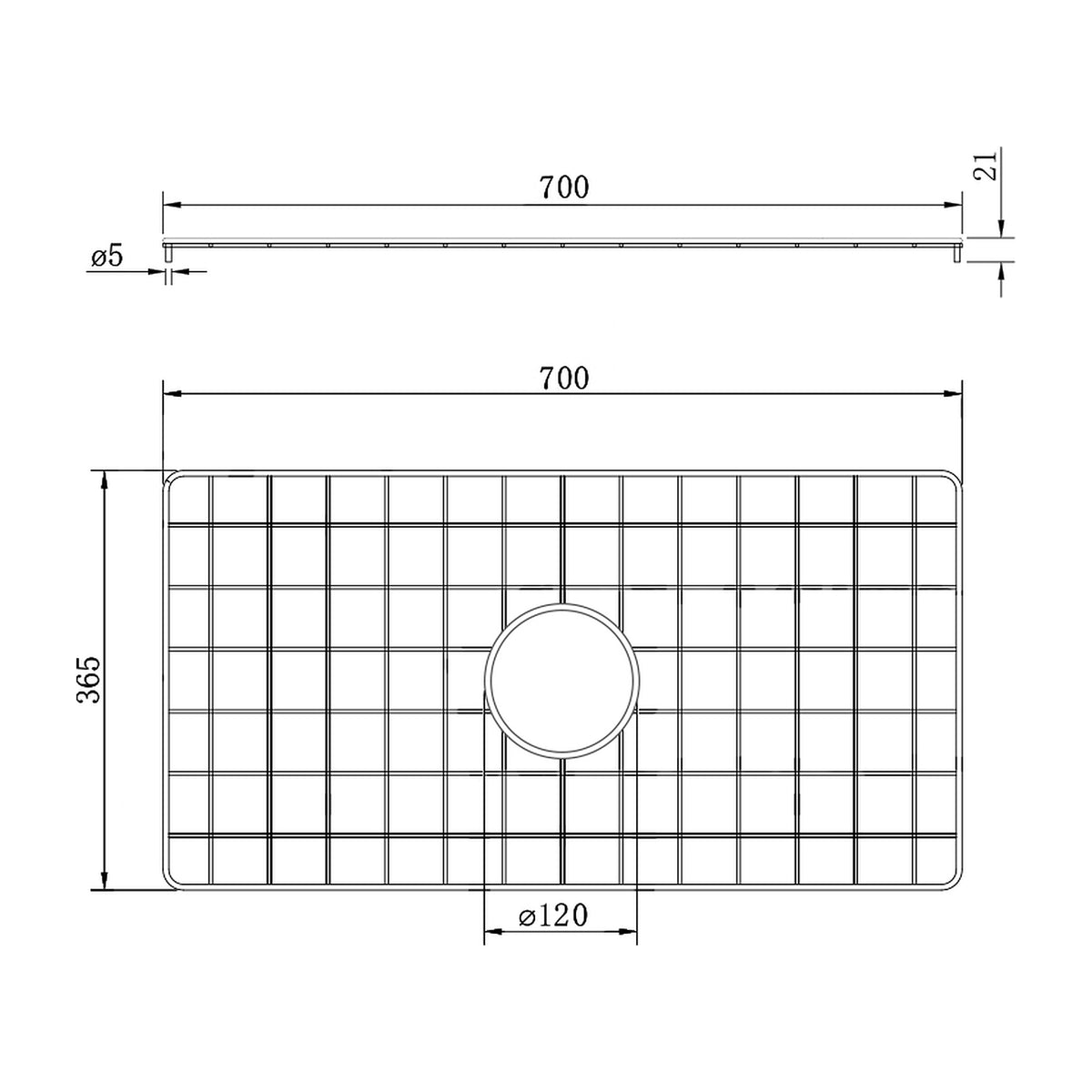 Technical Drawing Turner Hastings Cuisine 81x48 Protective Grid - Brushed Brass CU812SSG-BB - The Blue Space