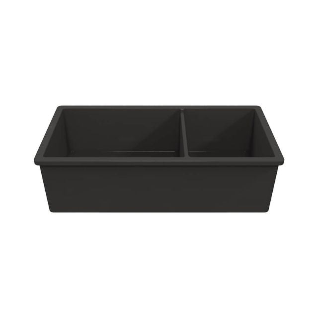 Turner Hastings Cuisine 93 x 48 One And A Half Bowl Inset/Undermount Fine Fireclay Matte Black Sink CUD93FS-MB - The Blue Space