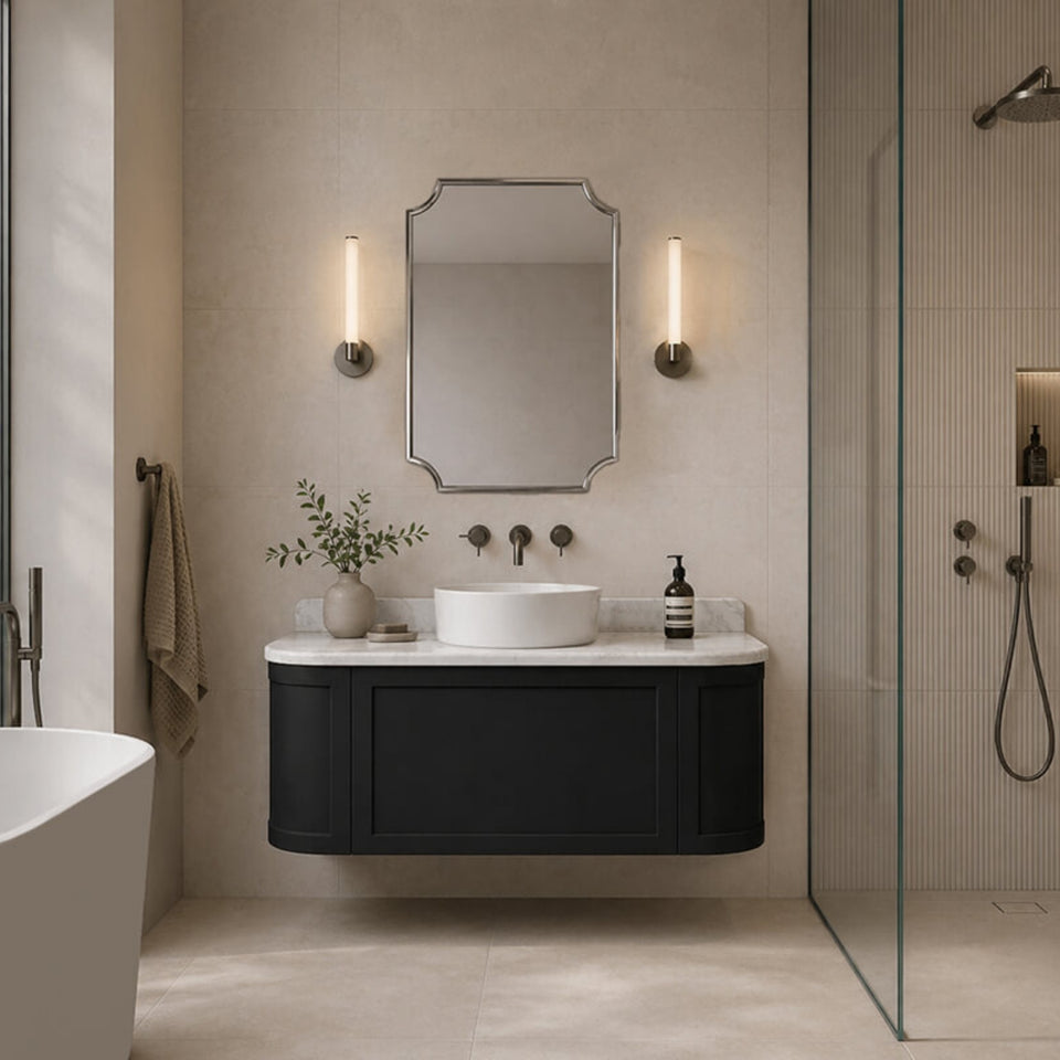 Turner Hastings Evara 120 x 53 Wall Hung Vanity with Real Marble Top & Above Counter Basin - Volcanic Ash