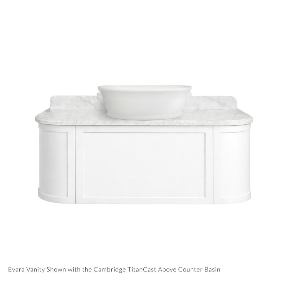 Turner Hastings Evara 120 x 53 Wall Hung Vanity with Real Marble Top & Above Counter Basin - White