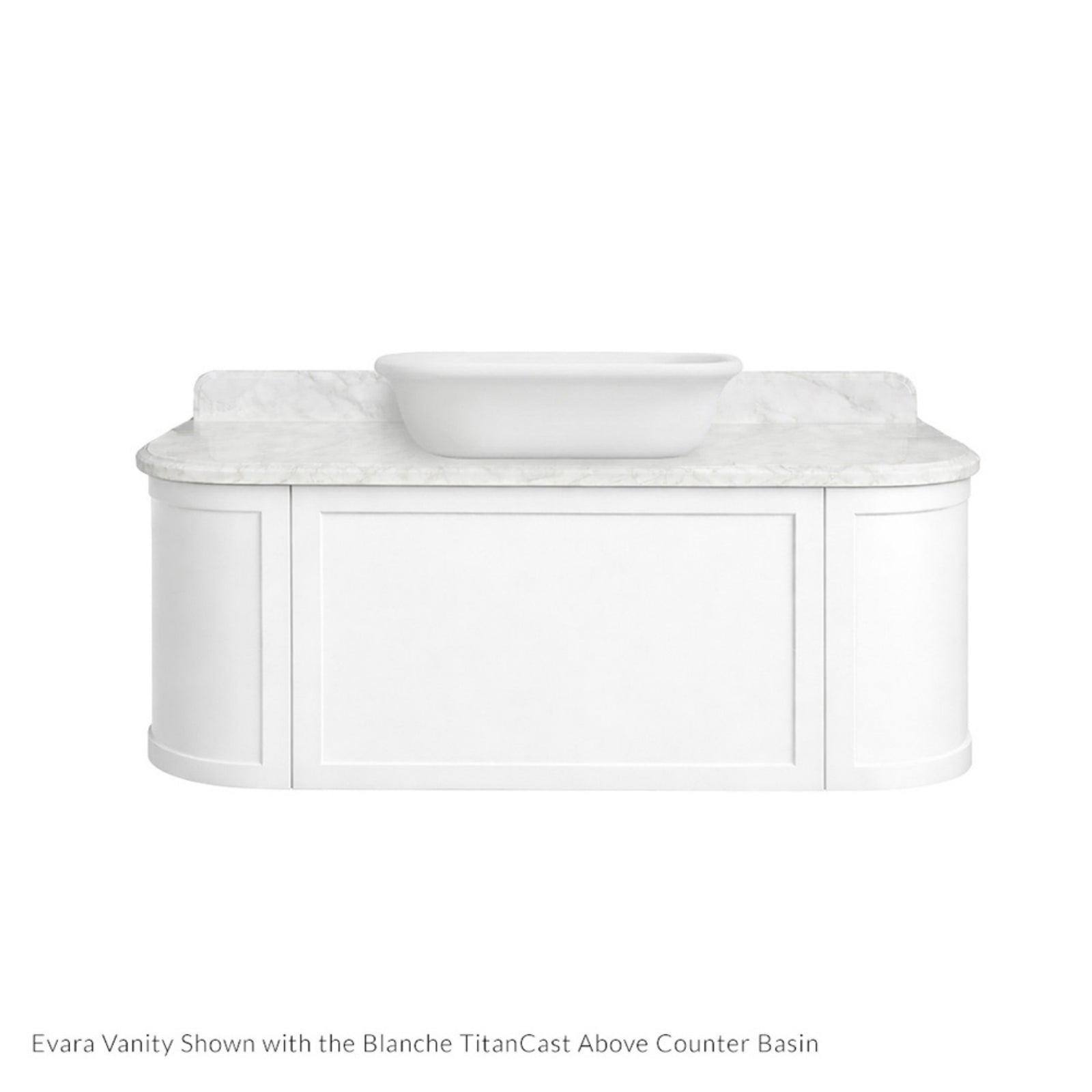 Basin 3 Turner Hastings Evara 120 x 53 Wall Hung Vanity with Real Marble Top & Above Counter Basin - White EV123-WH-NTH - The Blue Space