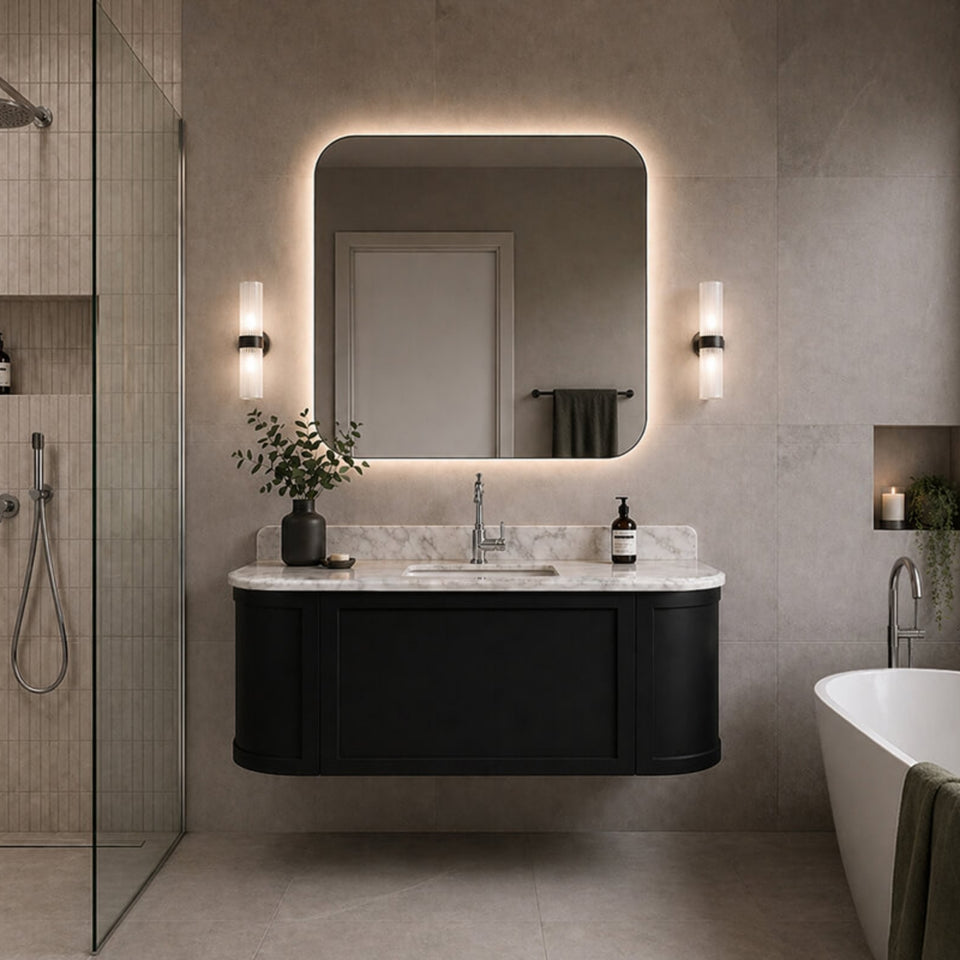 Turner Hastings Evara 120 x 53 Wall Hung Vanity with Real Marble Top & Under Counter Basin - Volcanic Ash