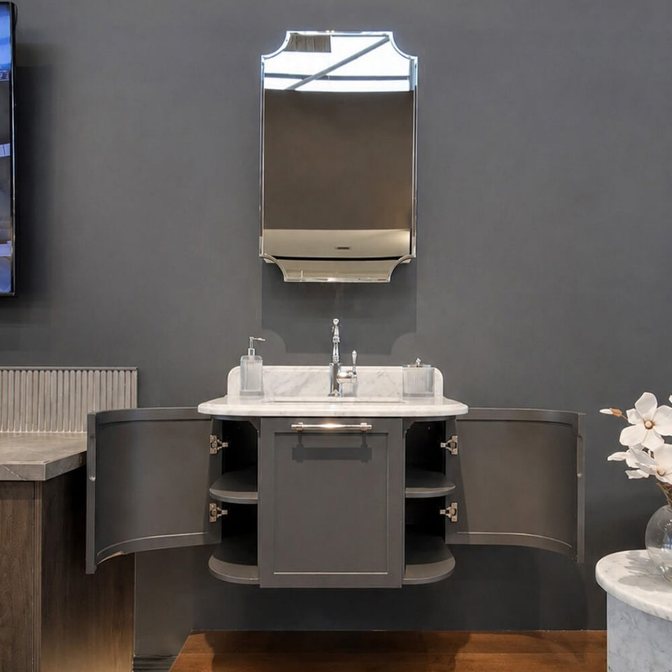 Turner Hastings Evara 75 x 53 Wall Hung Vanity with Real Marble Top & Under Counter Basin - Volcanic Ash