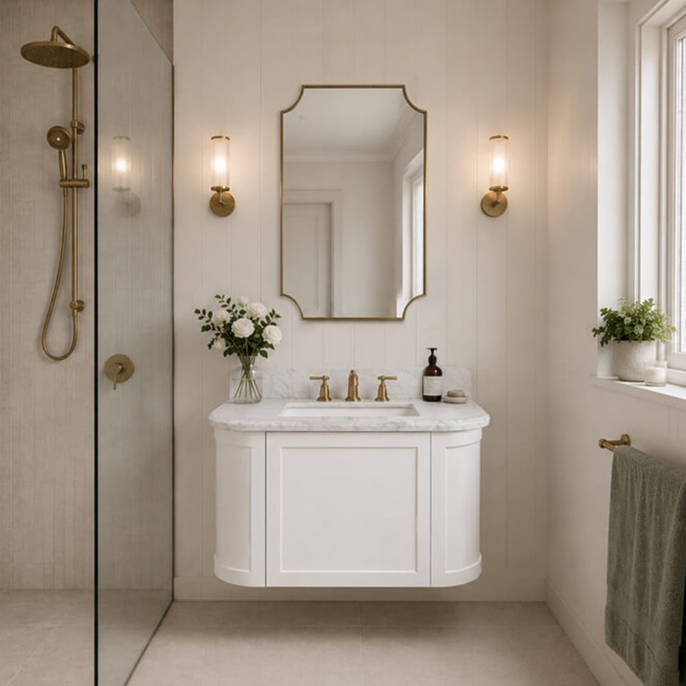 Turner Hastings Evara 75 x 53 Wall Hung Vanity with Real Marble Top & Under Counter Basin - White