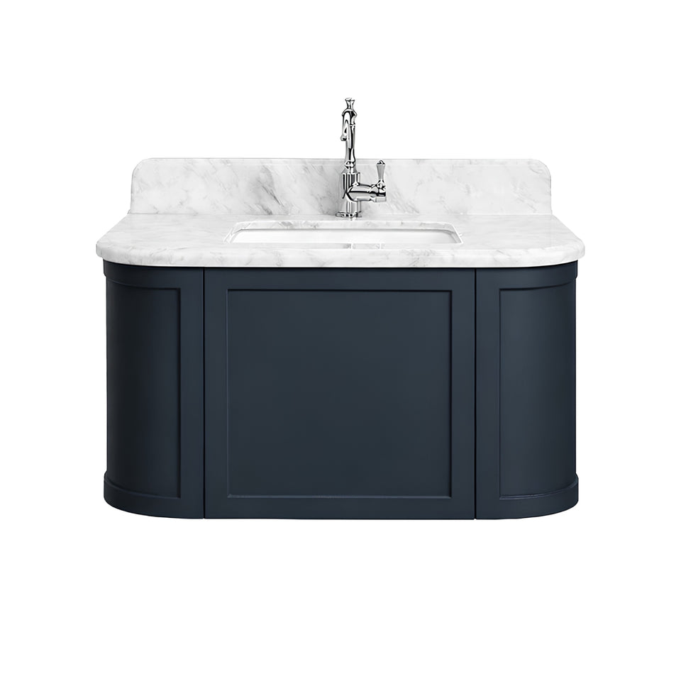 Turner Hastings Evara 90 x 53 Wall Hung Vanity with Real Marble Top & Under Counter Basin - Aegean Blue