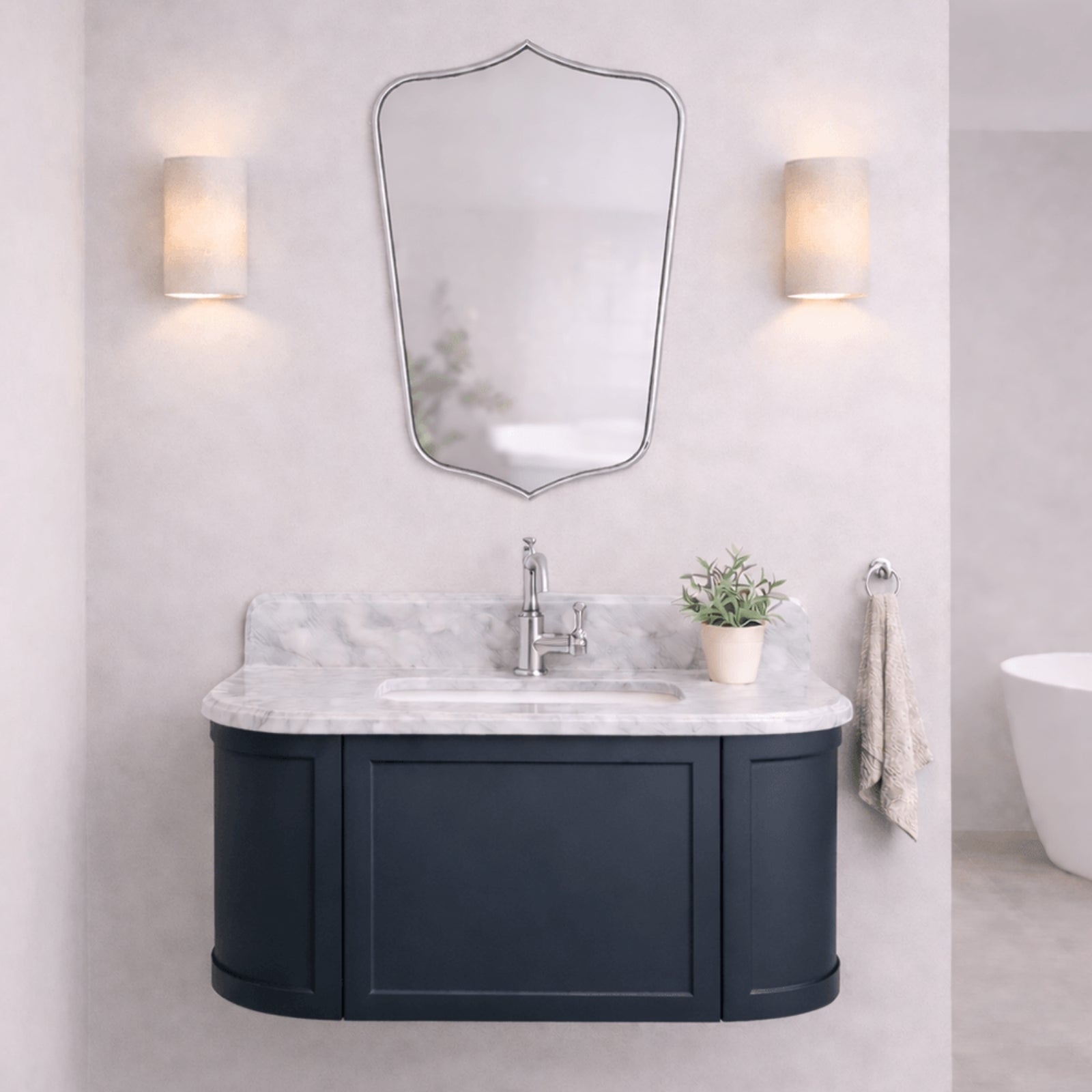 Lifestyle Turner Hastings Evara 90 x 53 Wall Hung Vanity with Real Marble Top & Under Counter Basin - Aegean Blue EV952-AB-1TH - The Blue Space