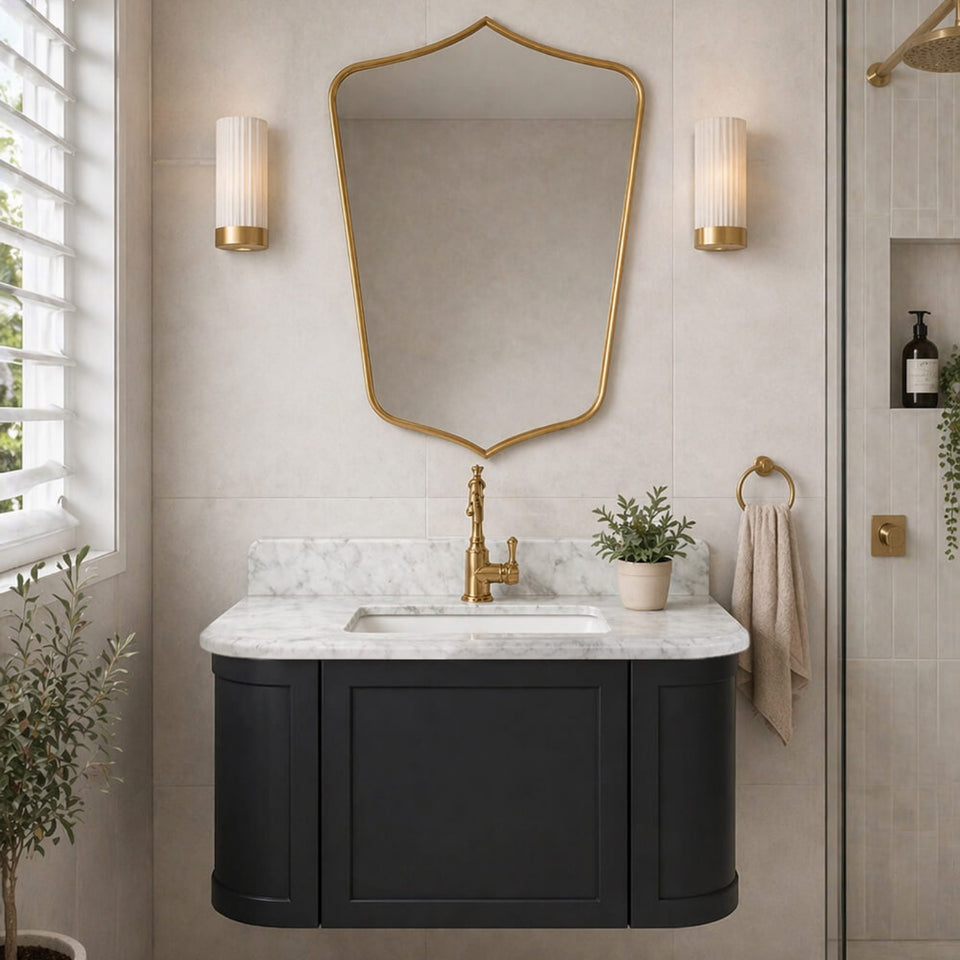 Turner Hastings Evara 90 x 53 Wall Hung Vanity with Real Marble Top & Under Counter Basin - Volcanic Ash