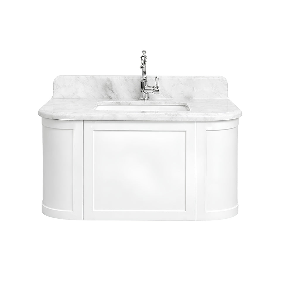 Turner Hastings Evara 90 x 53 Wall Hung Vanity with Real Marble Top & Under Counter Basin - White