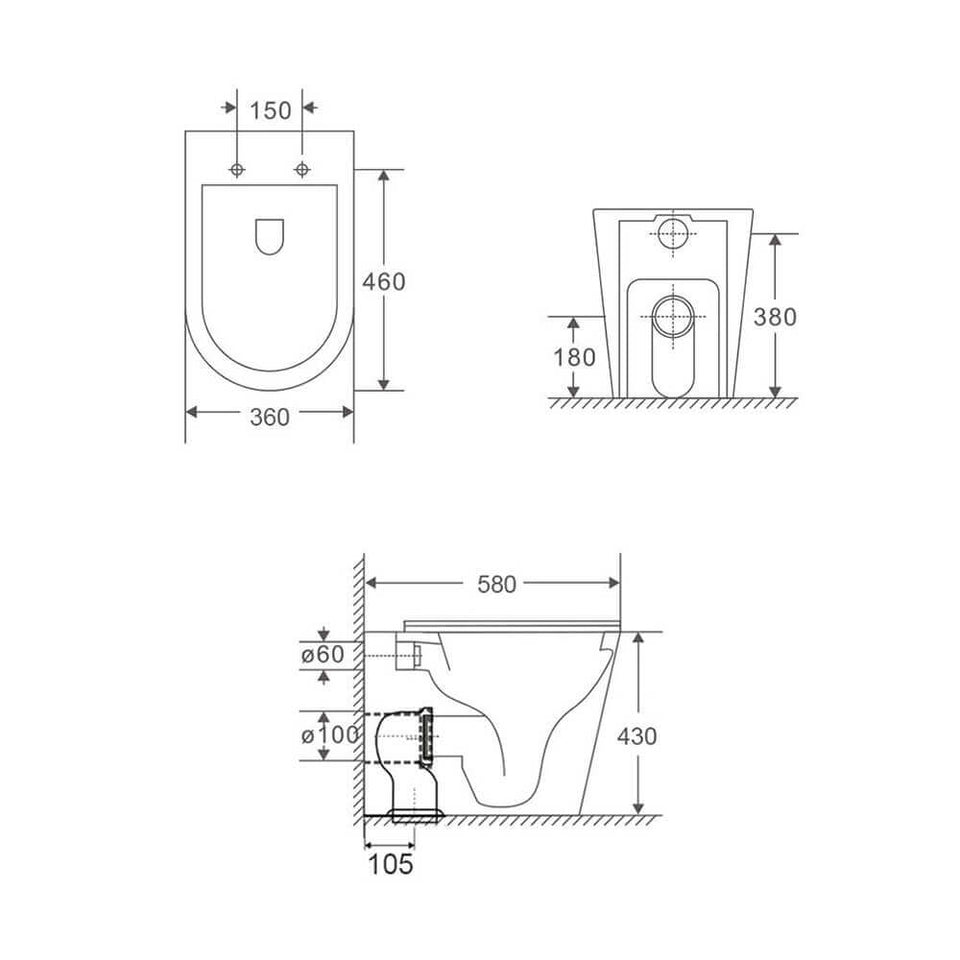Build Your In-Wall Toilet: Turner Hastings Fino WhisperFlush Wall Faced Toilet Pan Matte White with Cistern Options