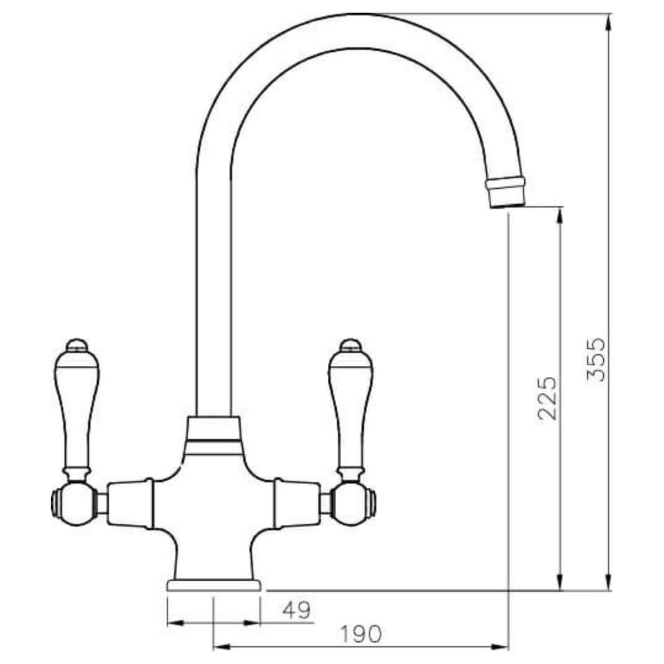 Turner Hastings Ludlow Double Mixer Tap - English Bronze
