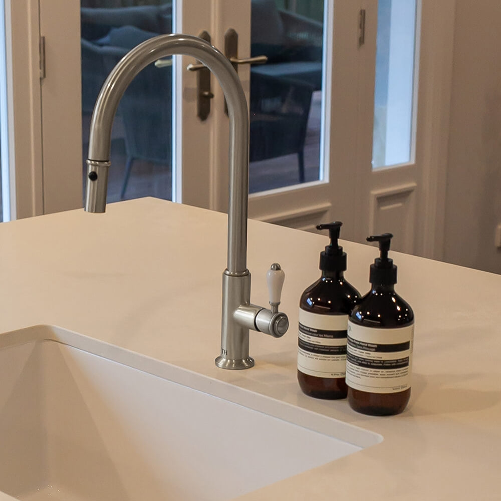 Lifestyle Turner Hastings Ludlow Pull Out Sink Mixer with Metal Lever Handle - Brushed Nickel LU114PM-S-BN - The Blue Space