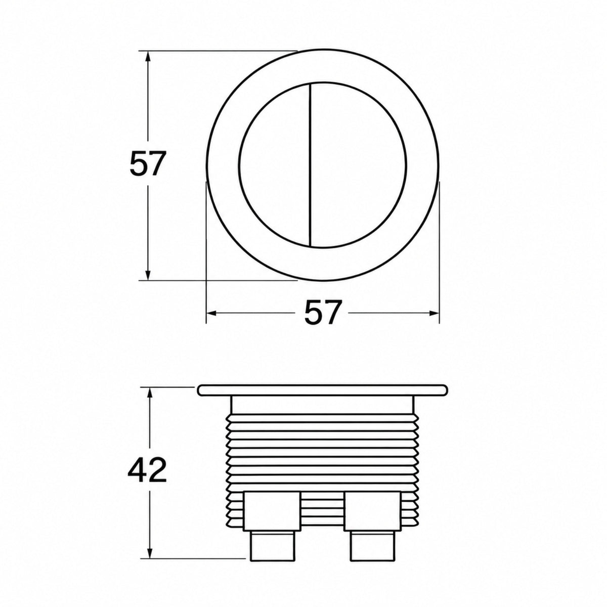 Technical Drawing Turner Hastings Round Flush Buttons - Matte Black THSP020 - The Blue Space