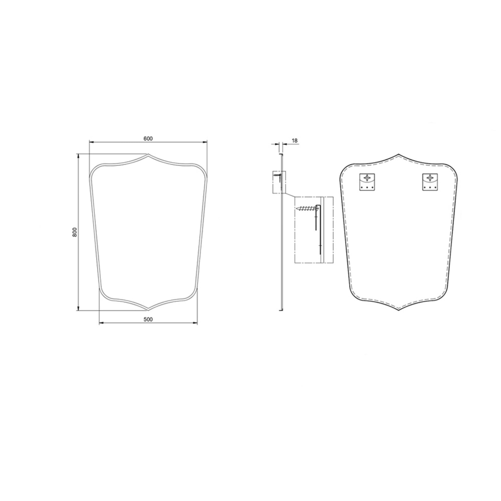 Spec Sheet Turner Hastings Mayer Shield 800x500mm Mirror - Chrome MA409MR-CH - The Blue Space