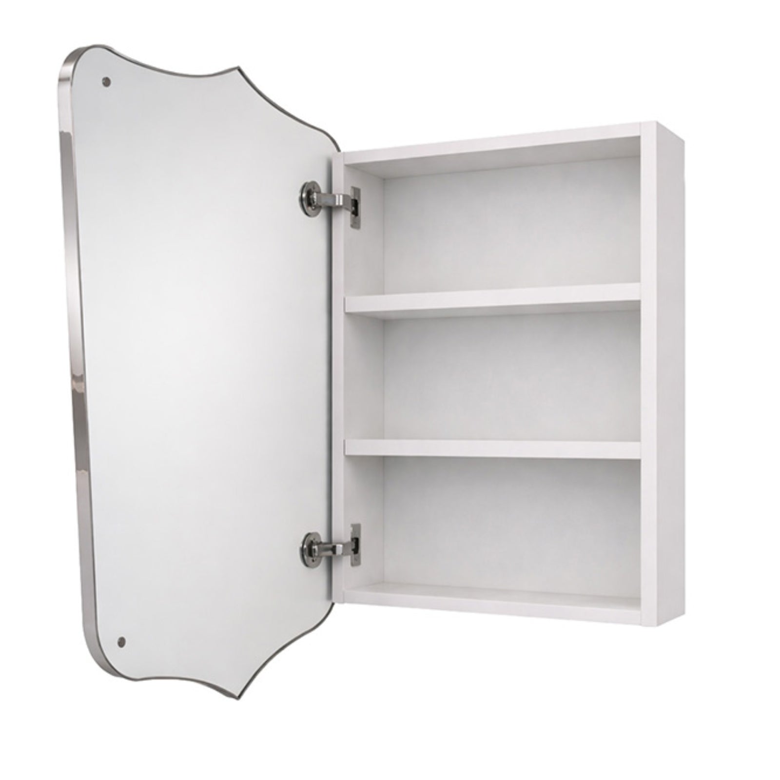 Open Door Turner Hastings Mayer Shield 800x500mm Shaving Cabinet - Chrome MA406SC-CH - The Blue Space
