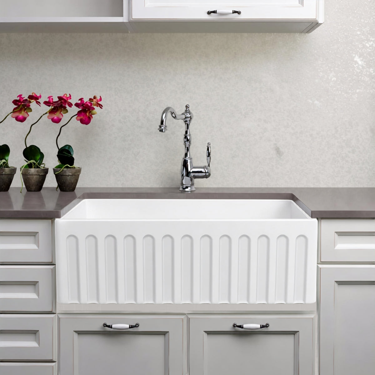 Turner Hastings Novi 75 x 46 Fireclay Single Butler Sink, Universal Flat or Ribbed NO753FS-MW - The Blue Space