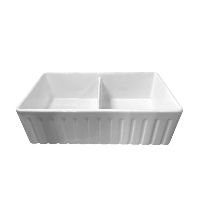 Turner Hastings Novi 84 x 46 Fine Fireclay Gloss White Farmhouse Butler Sink