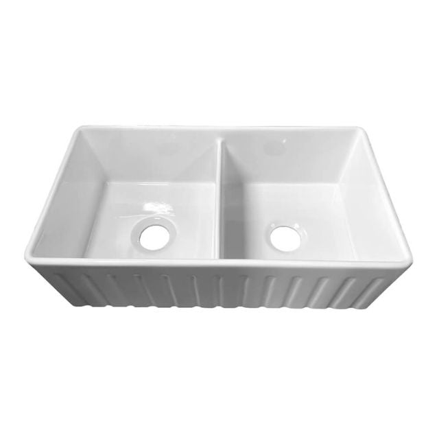Turner Hastings Novi 84 x 46 Fine Fireclay Gloss White Farmhouse Butler Sink
