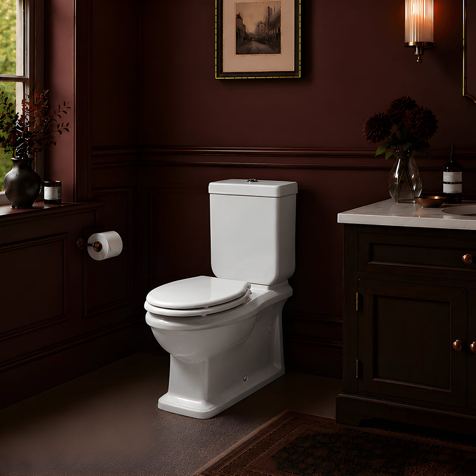 Turner Hastings Stafford Back to Wall Toilet Suite - Gloss White with Chrome Hinges