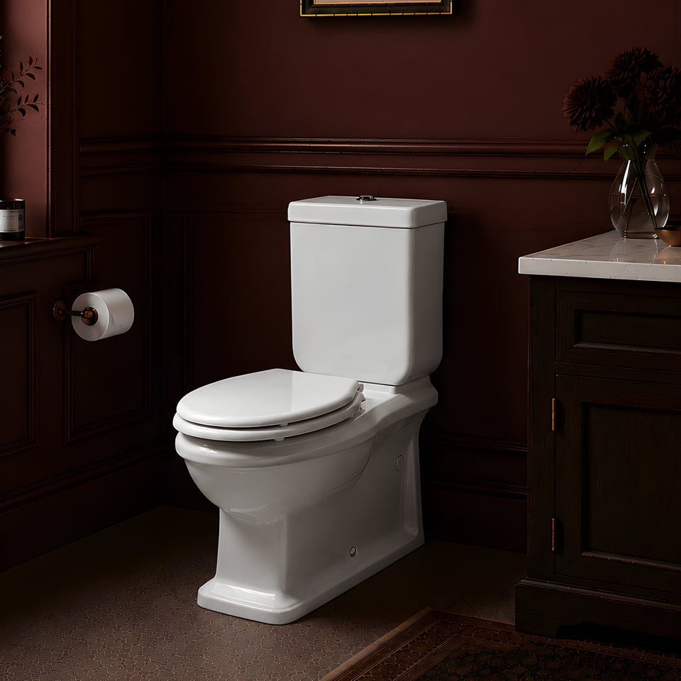 Turner Hastings Stafford Back to Wall Toilet Suite - Gloss White with Chrome Hinges