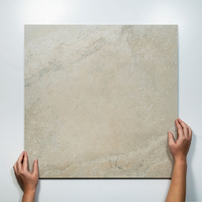 With Hand Tuscan Beige Travertine Look Tile 600mm x 600mm External 6CRWBEX - The Blue Space