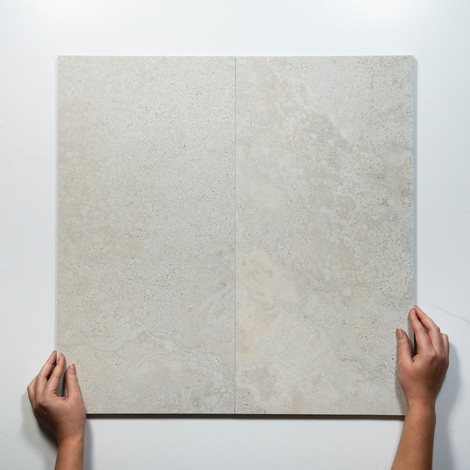 Tuscan White Travertine Look Tile 300mm x 600mm