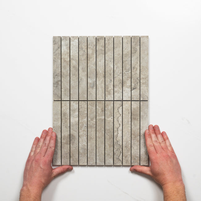 Pattern with Hand Valerie Grey Porcelain Finger Mosaics P5 392 x 295mm sheets TRVPETGFM - The Blue Space