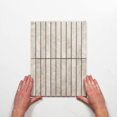 Pattern with Hand Valerie Ivory Porcelain Finger Mosaics P5 392 x 295mm sheets TRVBITGFM - The Blue Space