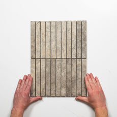 Pattern with Hand Valerie Rustic Porcelain Finger Mosaics P5 392 x 295mm sheets TRVSTTGFM - The Blue Space