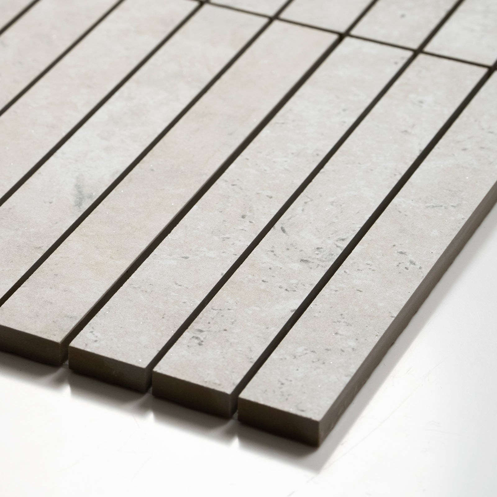 Oblique Valerie Silver Porcelain Finger Mosaics P5 392 x 295mm sheets TRVICTGFM - The Blue Space