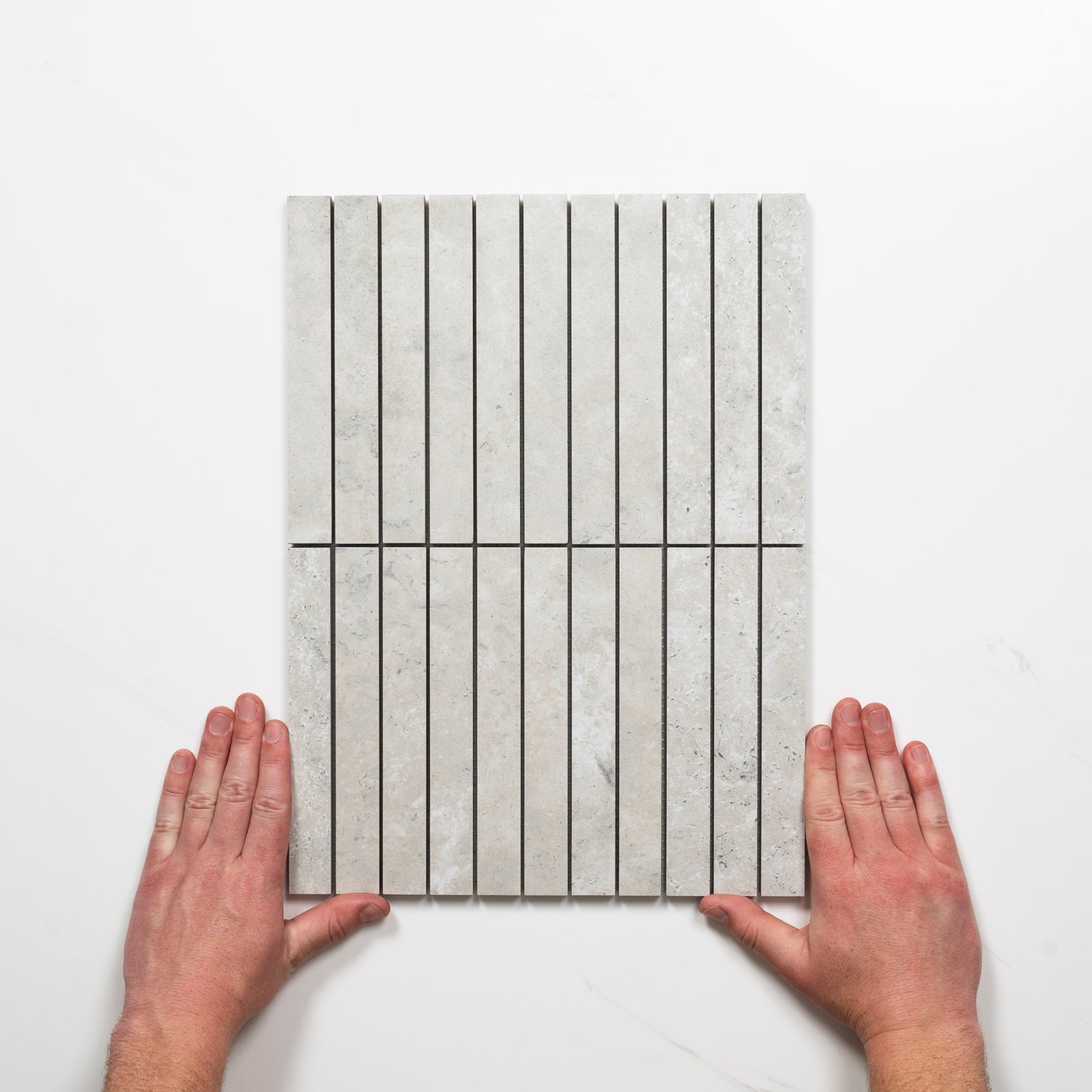 Pattern with Hand Valerie Silver Porcelain Finger Mosaics P5 392 x 295mm sheets TRVICTGFM - The Blue Space