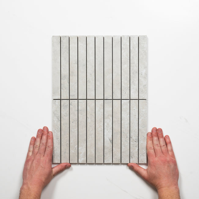 Pattern with Hand Valerie Silver Porcelain Finger Mosaics P5 392 x 295mm sheets TRVICTGFM - The Blue Space