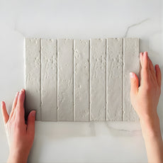 Pattern with Hand Vanilla Blaire Brick Tile Textured Matte 45 x 230 x 8mm Porcelain 23ANTCO - The Blue Space