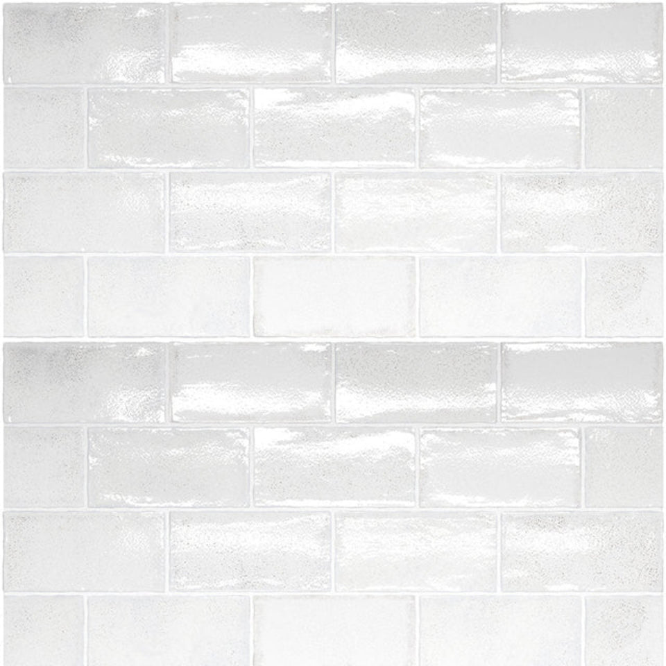 White Dianna Hand Made Subway Tile 75 x 150 x 9mm Spanish Ceramic