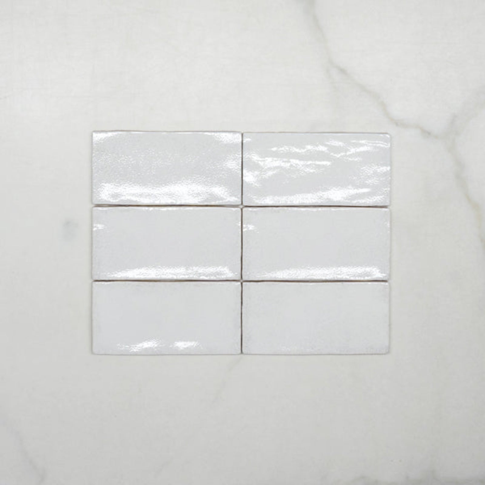 No Hand White Dianna Hand Made Subway Tile 75 x 150 x 9mm Spanish Ceramic  | The Blue Space