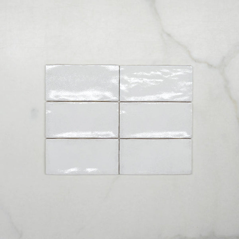 White Dianna Hand Made Subway Tile 75 x 150 x 9mm Spanish Ceramic