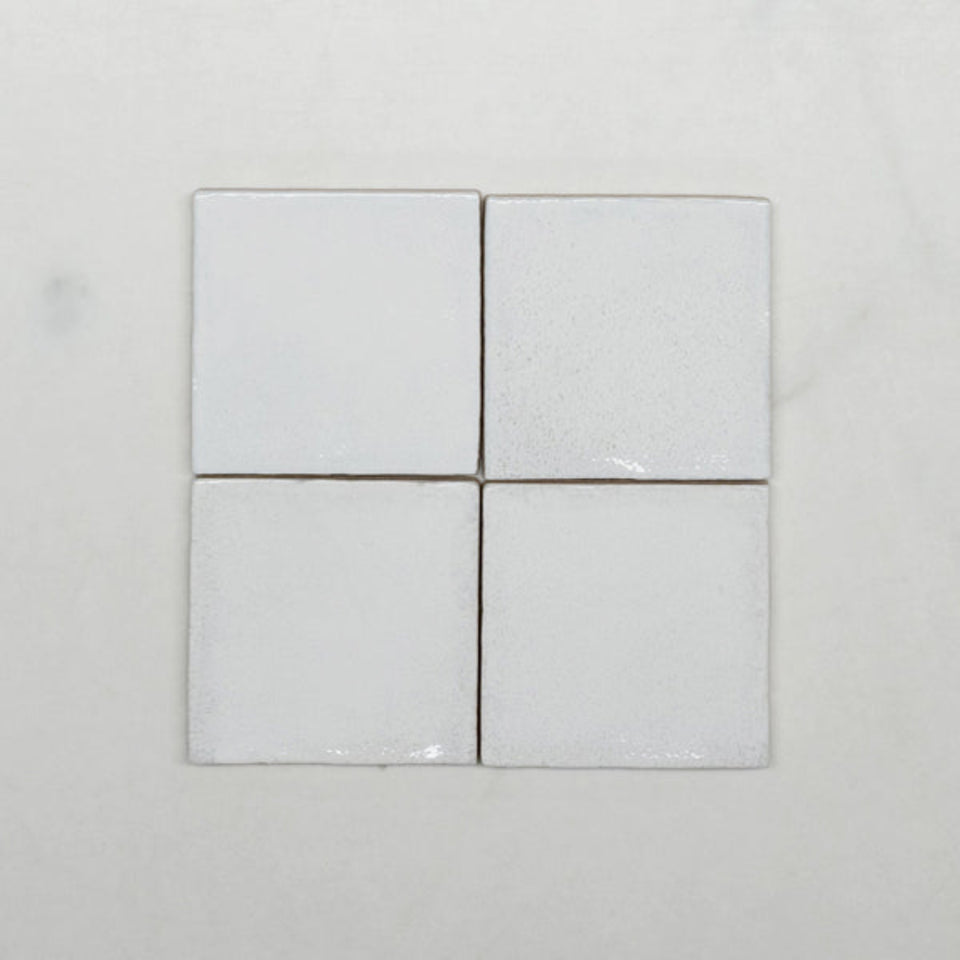 White Dianna Zellige Tile 100 x 100 x 9mm Spanish Ceramic