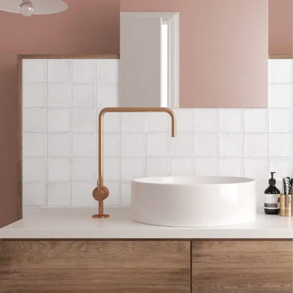 White Dianna Zellige Tile 100 x 100 x 9mm Spanish Ceramic