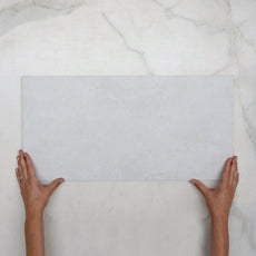 Single With Hand White Tilly Tundra Stone Tile Tech Grip 300 x 600 x 10mm Porcelain  - The Blue Space