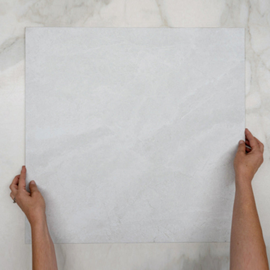 White Tilly Tundra Stone Tile Tech Grip 600 x 600 x 10mm Porcelain ...
