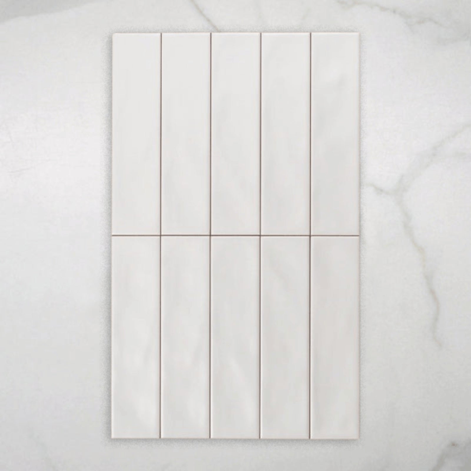 Whitehaven White Wavy Satin Ceramic Subway Tile 68x280mm HAMWHS13 - The Blue Space