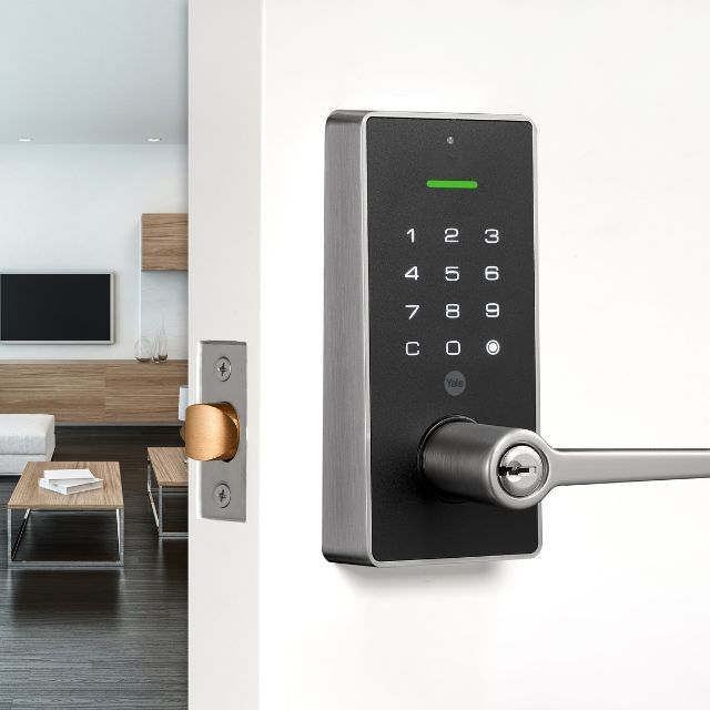 Yale Libi Digital Lever Keyed Satin Nickel